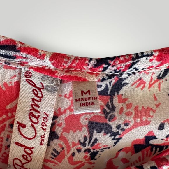 Red Camel Women's M Boho Multicolor Short Flutter Sleeve Pullover Blouse - Picture 3 of 10